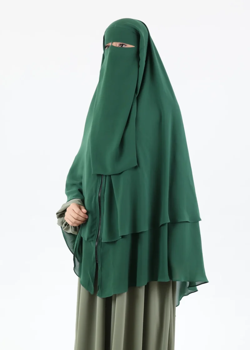 Niqab and Khimar Set Sutra - Dark Green