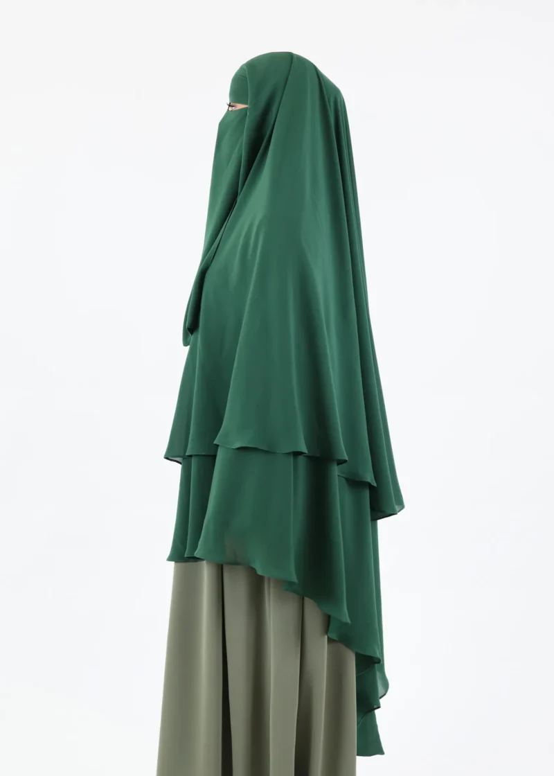 Alternative view of Niqab and Khimar Set Sutra - Dark Green