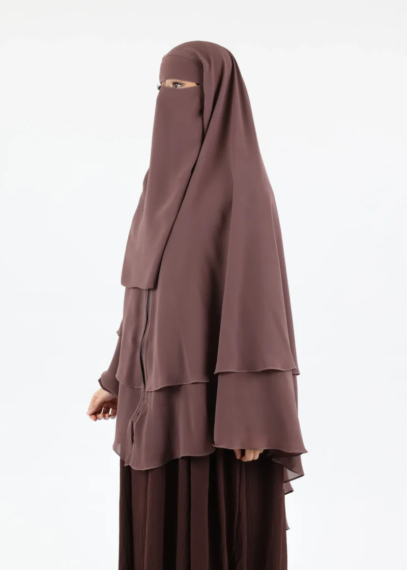 Alternative view of Niqab and Khimar Set Sutra - Dark Taupe