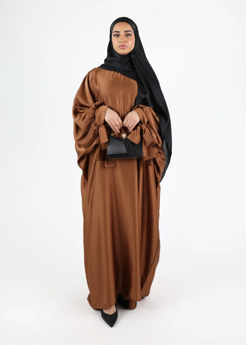 Alternative view of Abaya Noura Satin Brown
