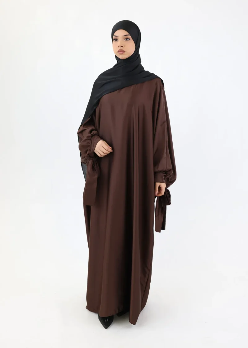 Alternative view of Abaya Noura Satin Coffee