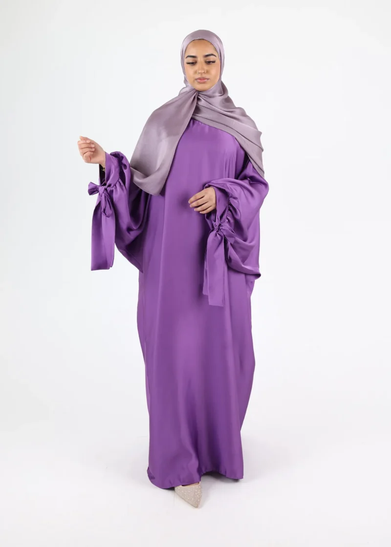 Alternative view of Abaya Noura Satin Lilac