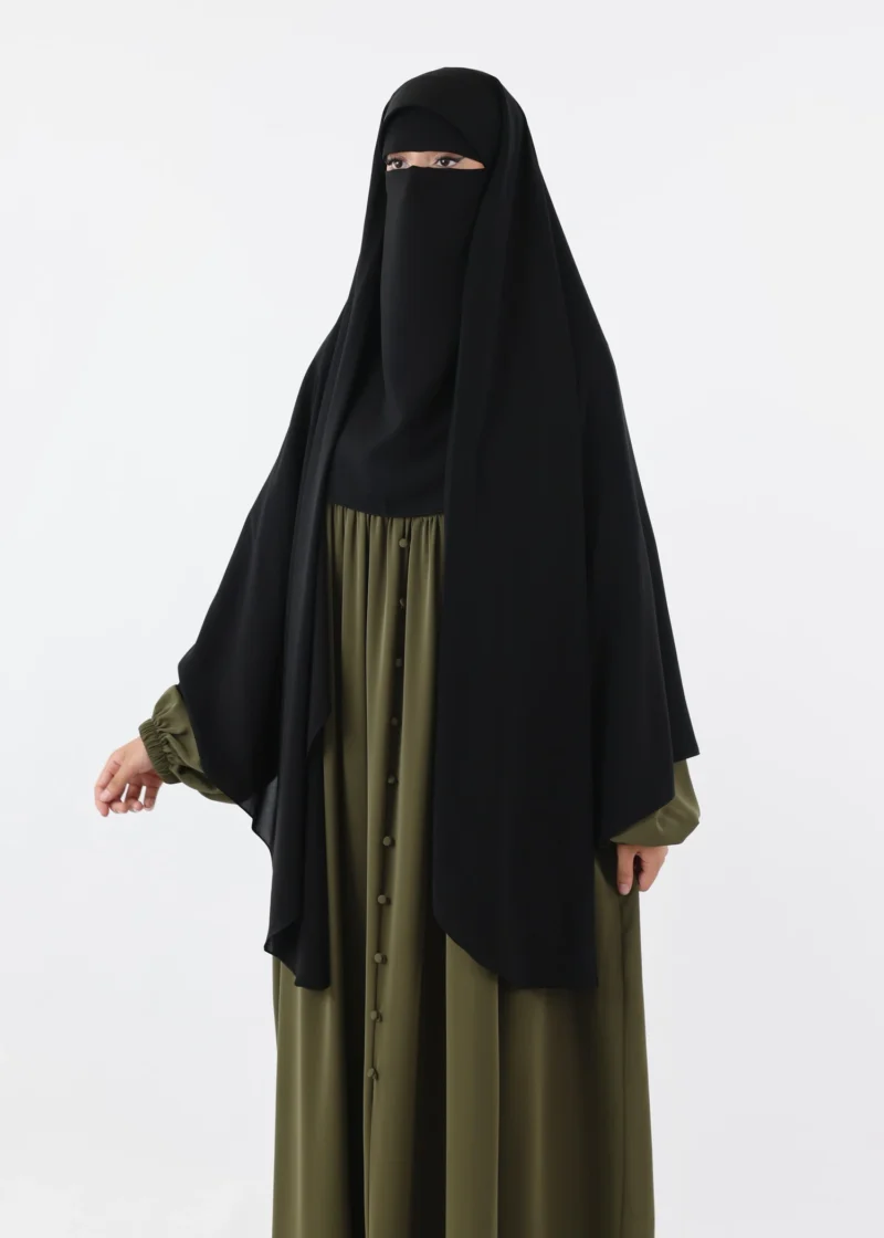 Niqab Khimar Set Cap Full Coverage - Black - Image 3