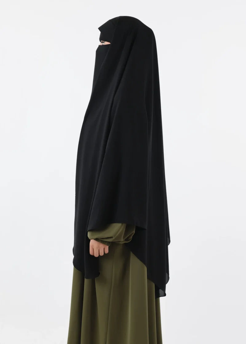 Niqab Khimar Set Cap Full Coverage - Black - Image 4