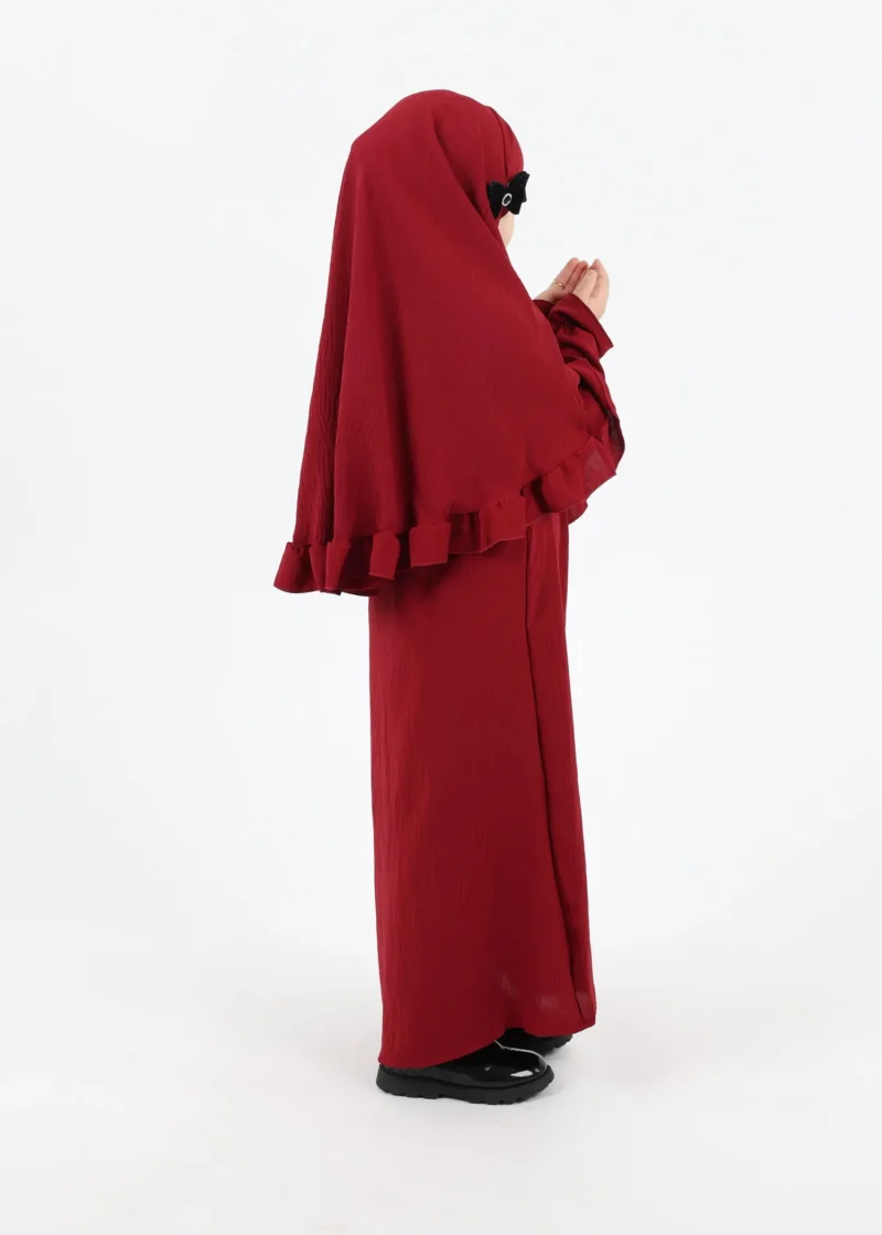 Prayer Set Kids Abaya & Khimar SET Jazz Bounaya - Dark Red