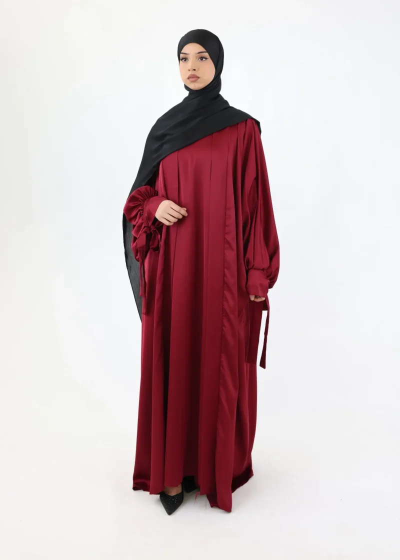Kimono & Under dress SET Satin Noura - Burgundy