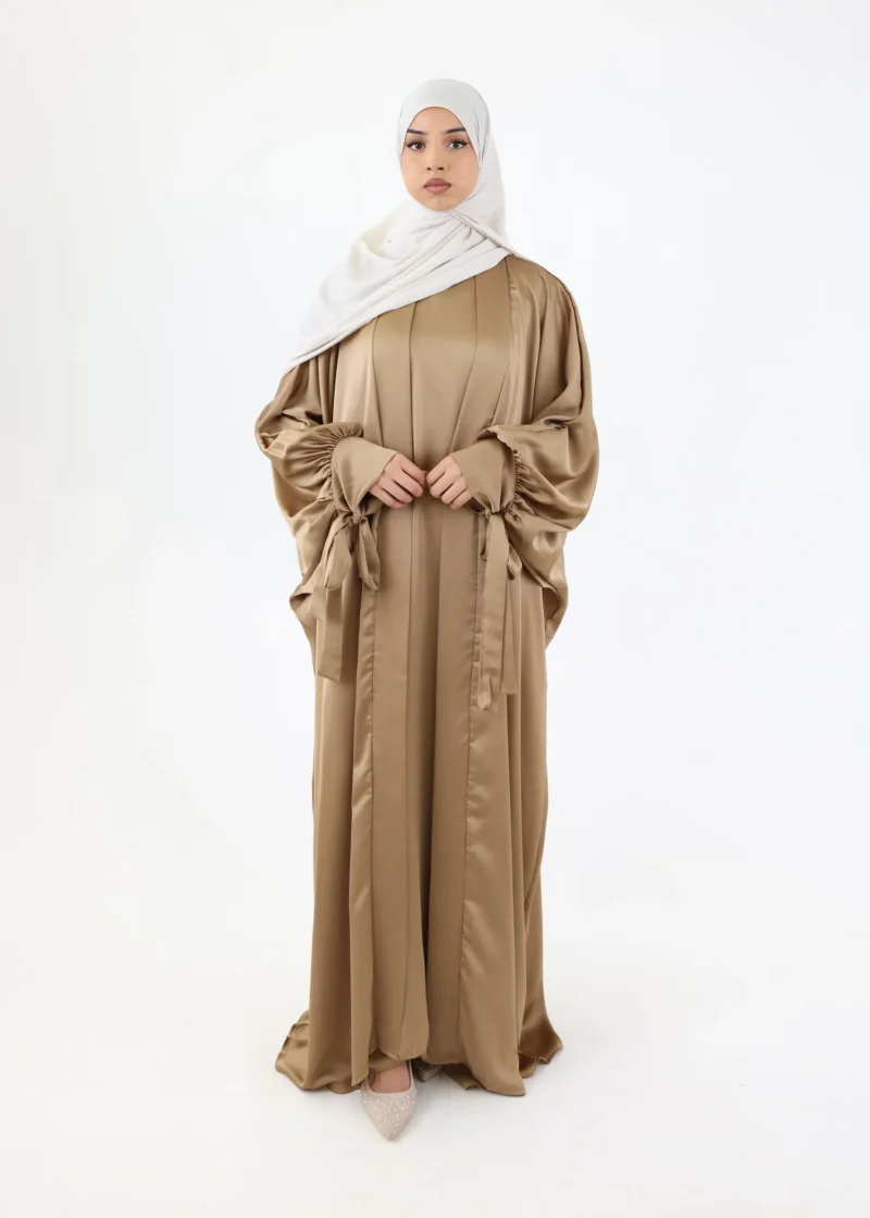 Kimono & Under dress SET Satin Noura - Camel