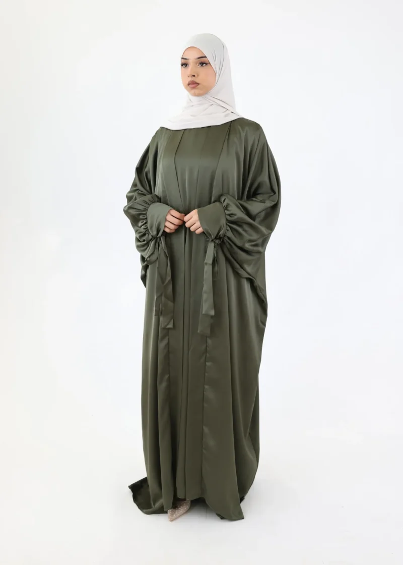 Kimono & Under dress SET Satin Noura - Khaki