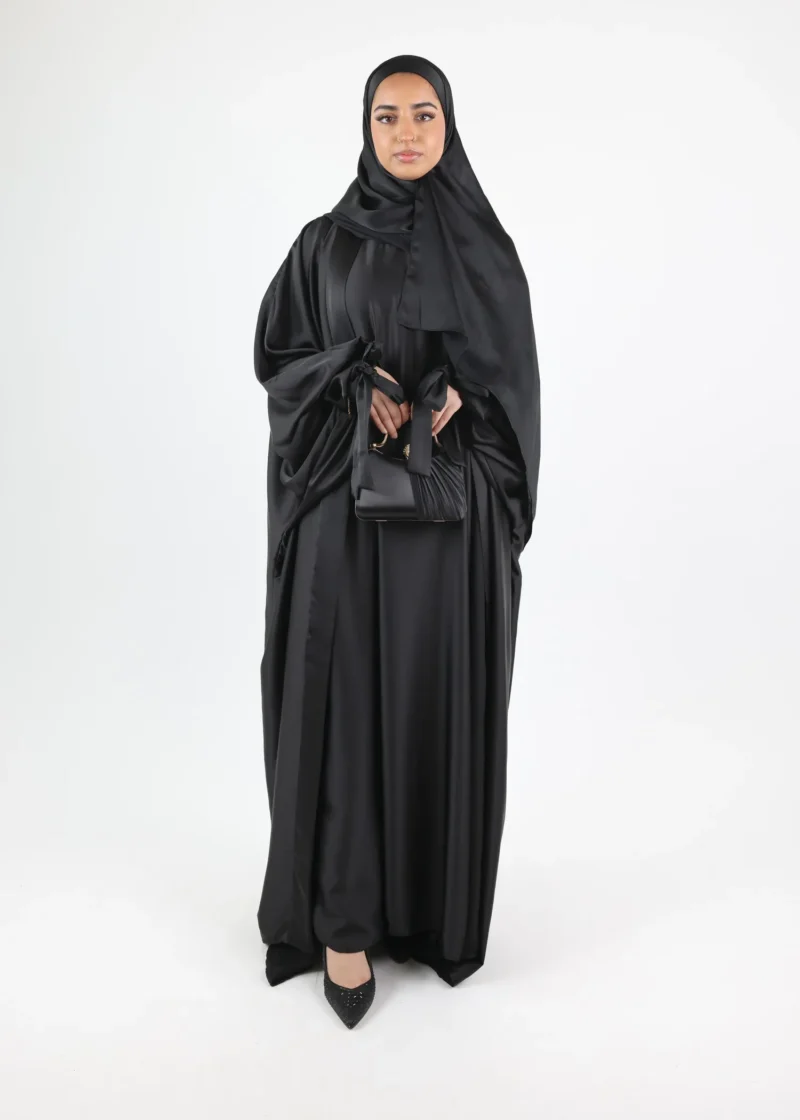 Kimono & Under dress SET Satin Noura - Black