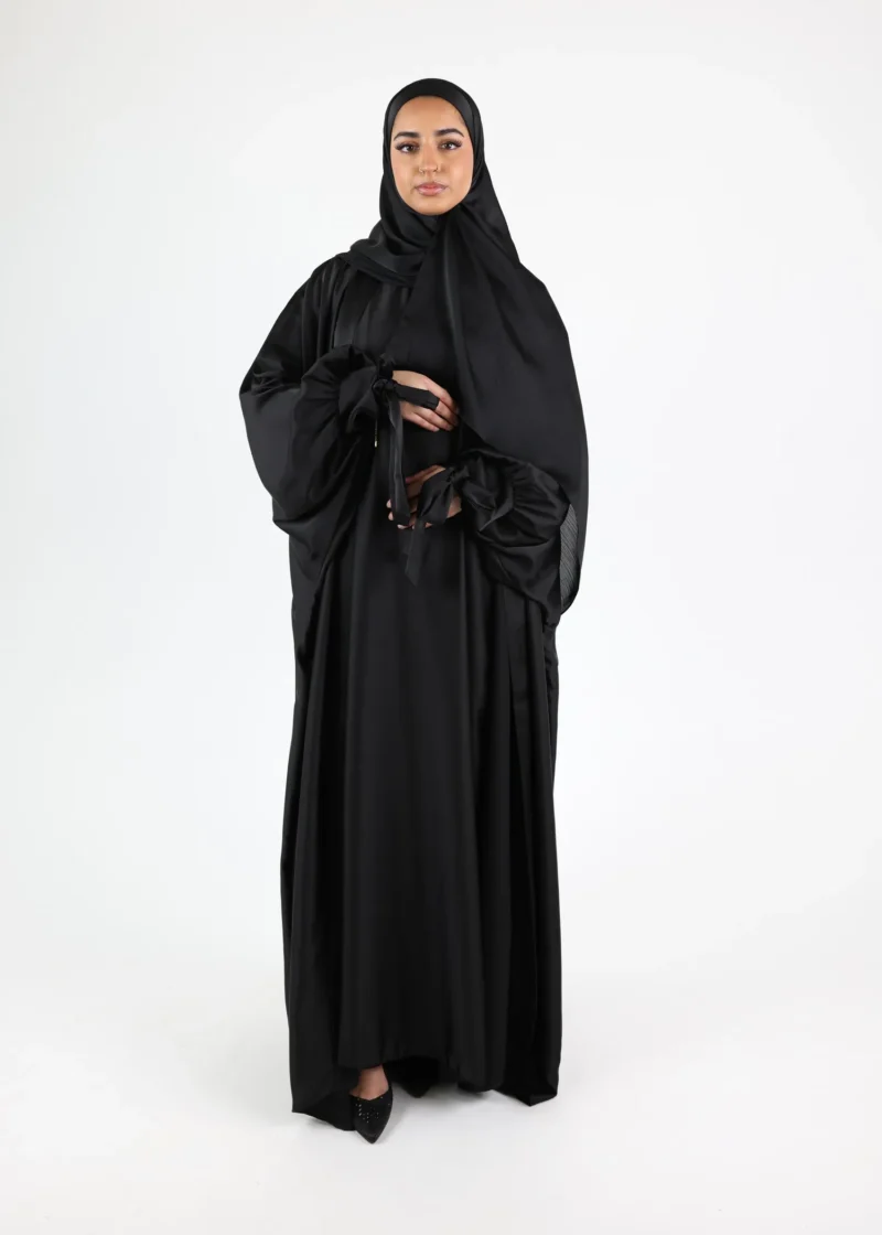 Alternative view of Kimono & Under dress SET Satin Noura - Black