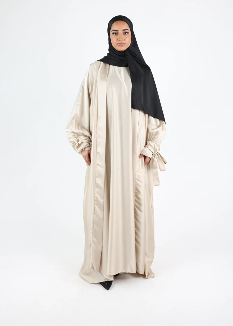 Alternative view of Kimono & Under dress SET Satin Noura - Cream