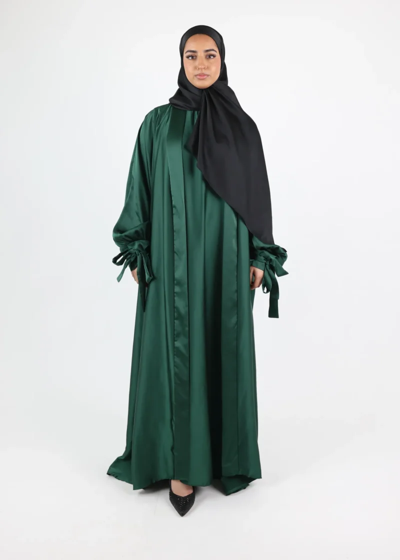 Alternative view of Kimono & Under dress SET Satin Noura - Dark Green