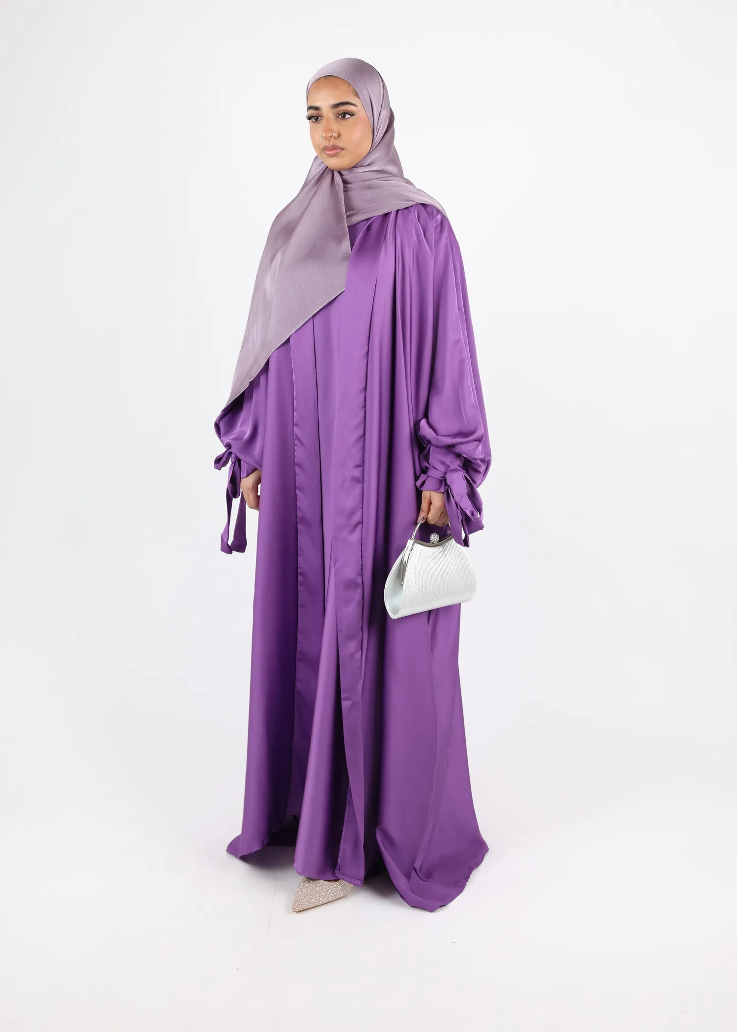 Kimono & Under dress SET Satin Noura - Lilac