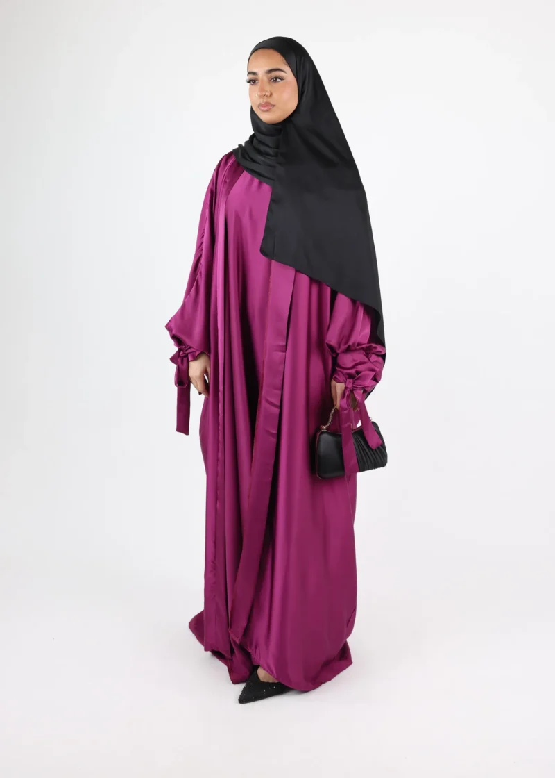 Kimono & Under dress SET Satin Noura - Raspberry
