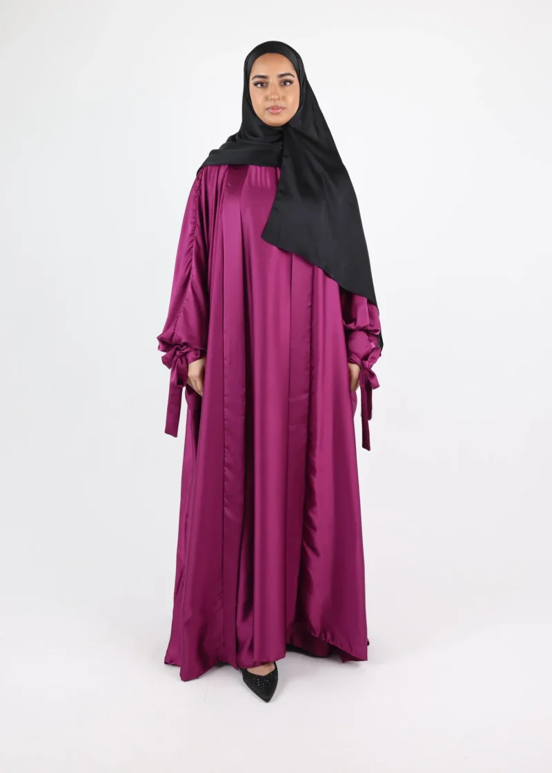 Alternative view of Kimono & Under dress SET Satin Noura - Raspberry
