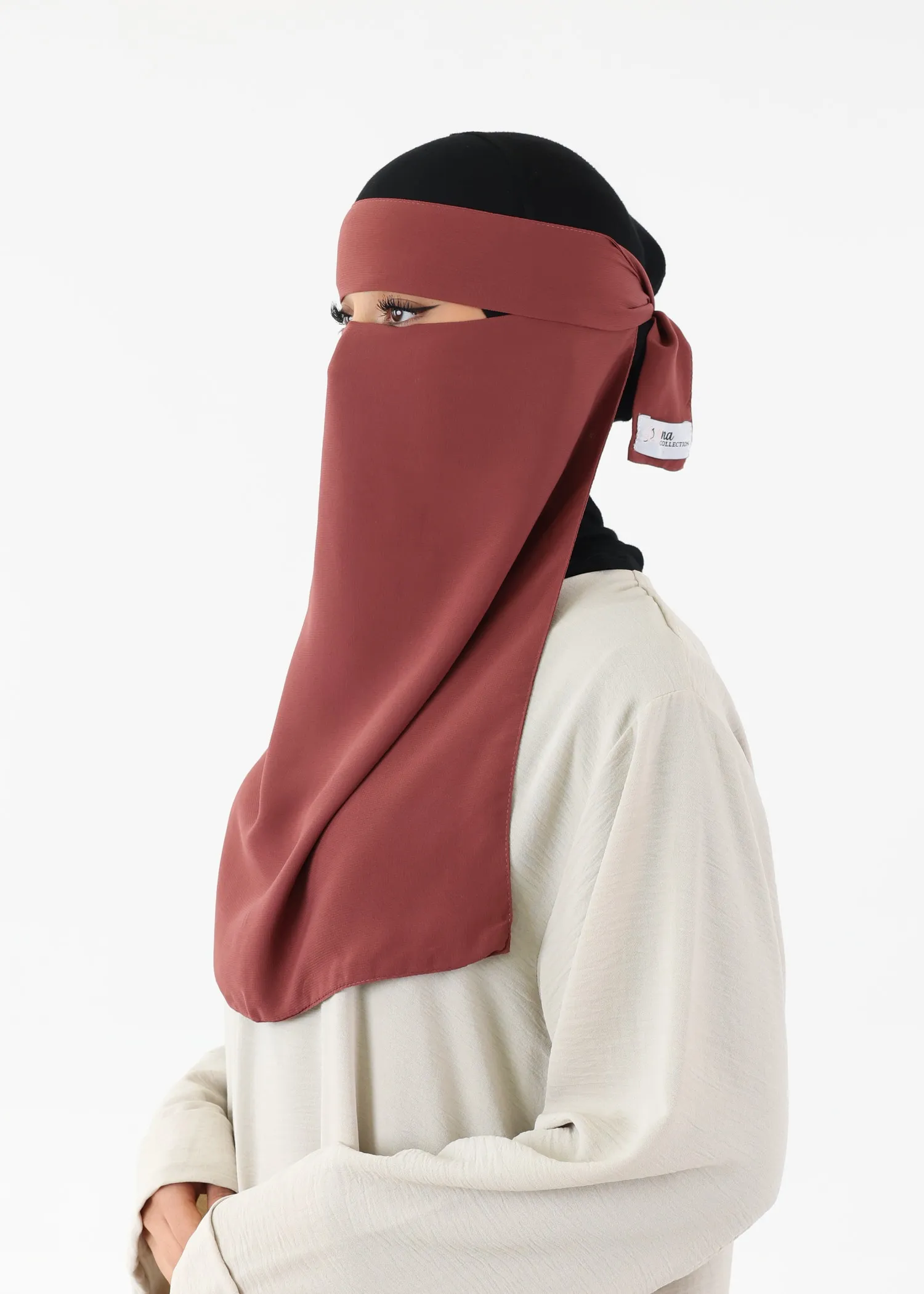 Full Niqab Premium Chiffon American Brown