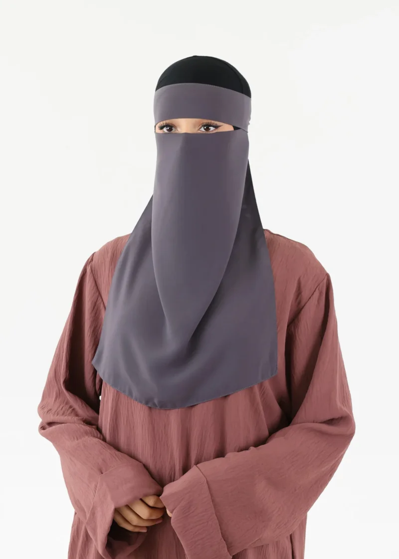 Alternative view of Full Niqab Premium Chiffon Charcoal Grey