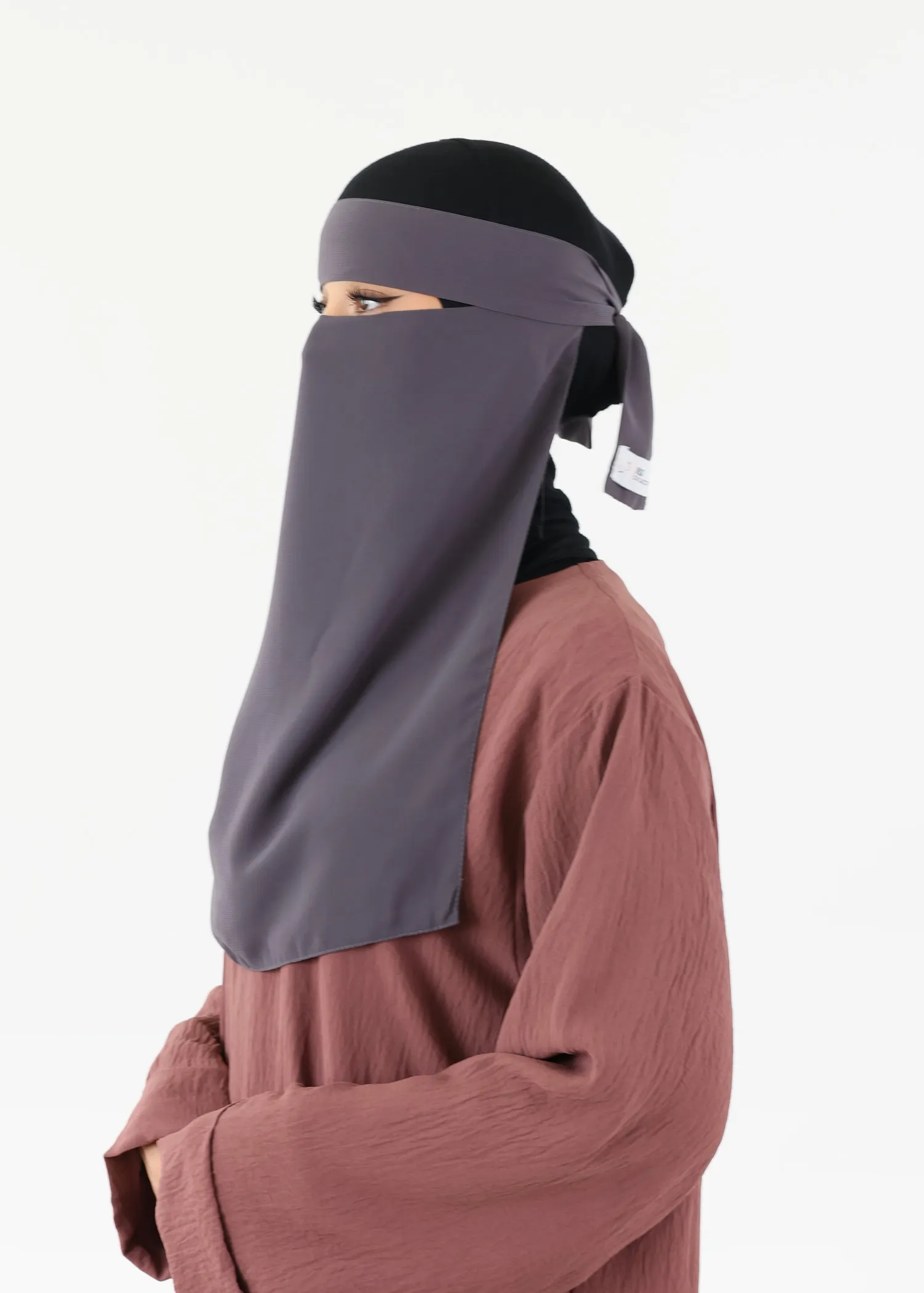 Full Niqab Premium Chiffon Charcoal Grey