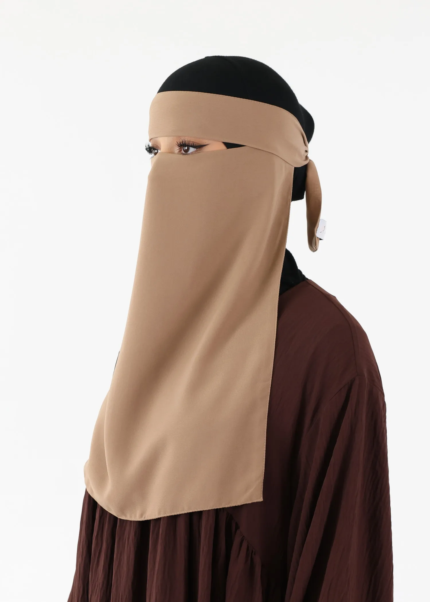 Full Niqab Premium Chiffon Dark Beige