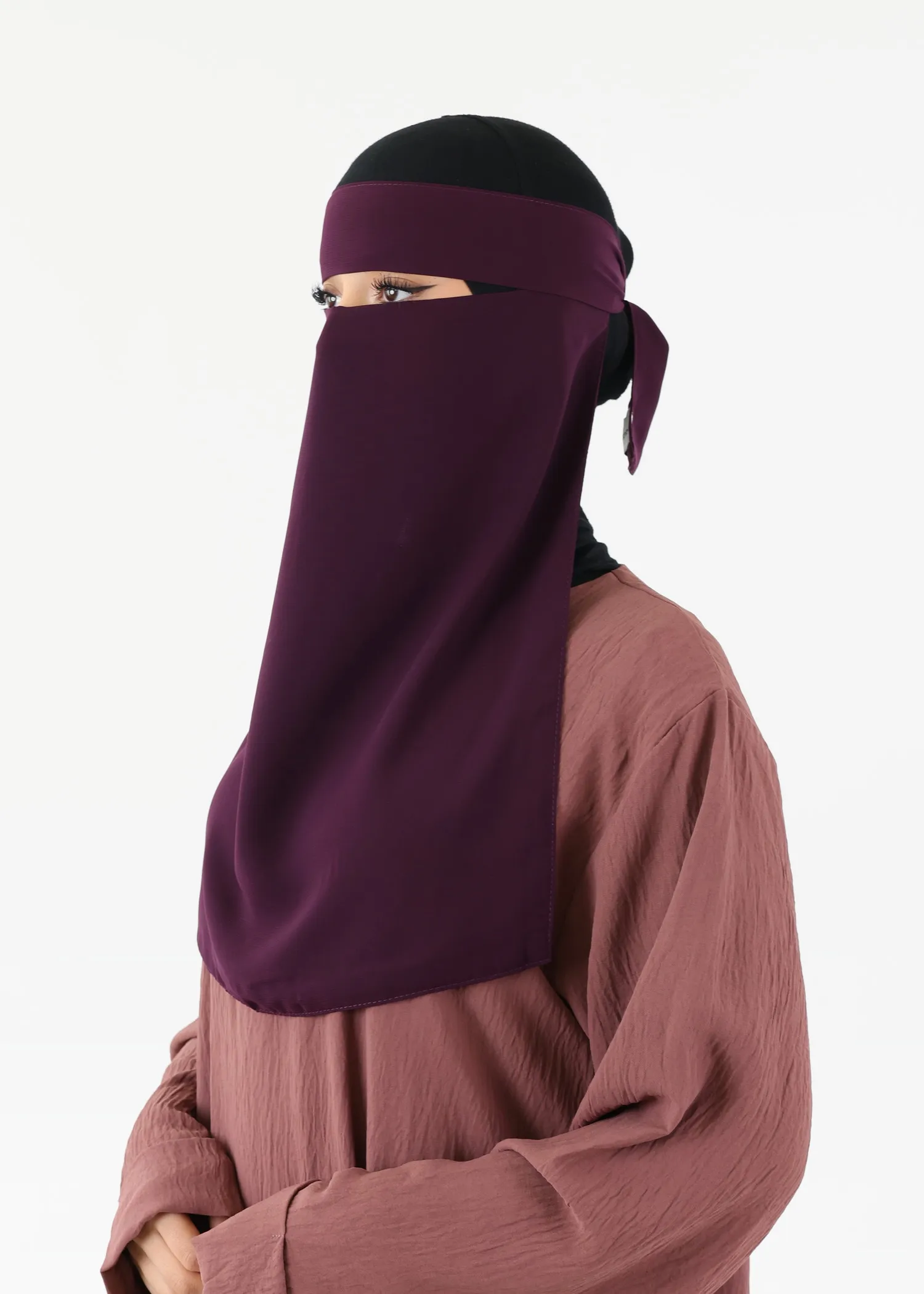 Full Niqab Premium Chiffon Dark Purple
