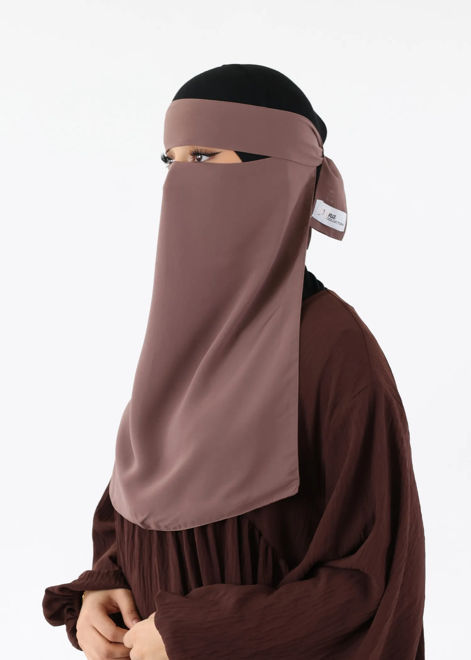 Full Niqab Premium Chiffon Dark Taupe