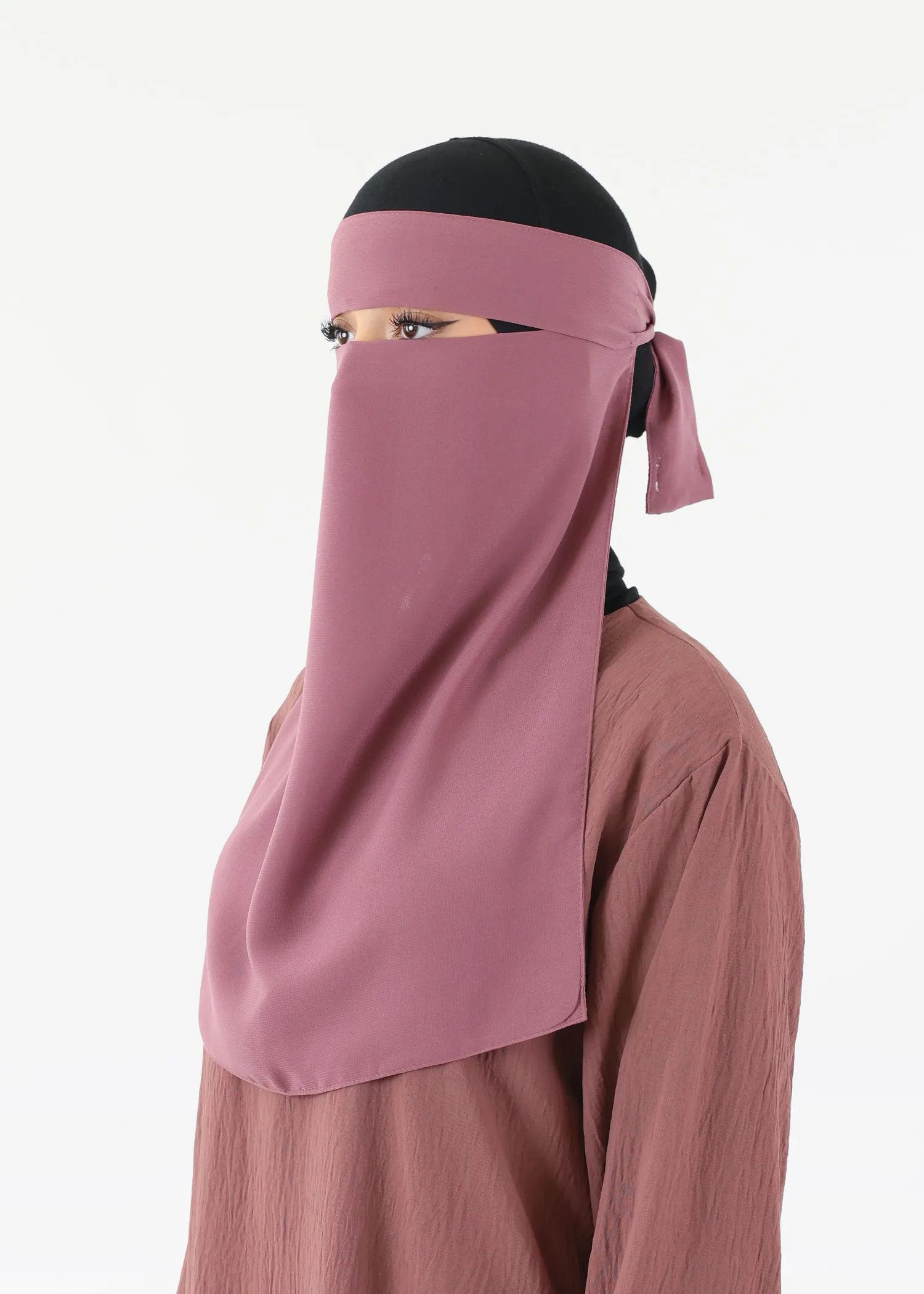 Full Niqab Premium Chiffon Dusty Mauve