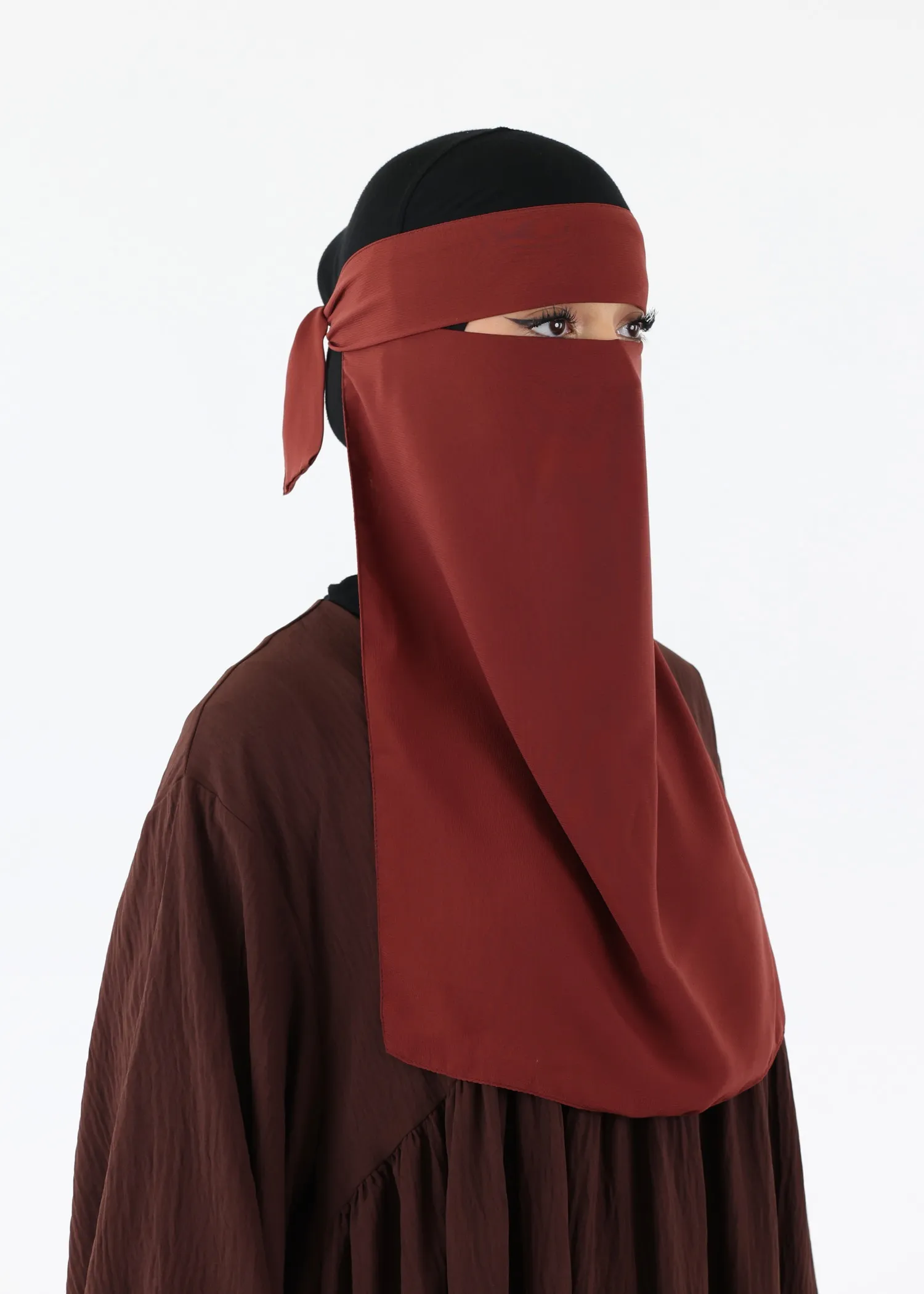 Full Niqab Premium Chiffon Maroon