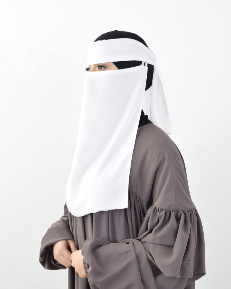 Full Niqab Easy Pull Down Off White