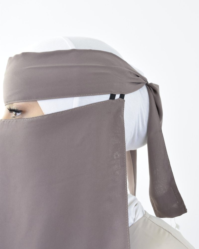 Alternative view of Full Niqab Easy Pull Down Taupe
