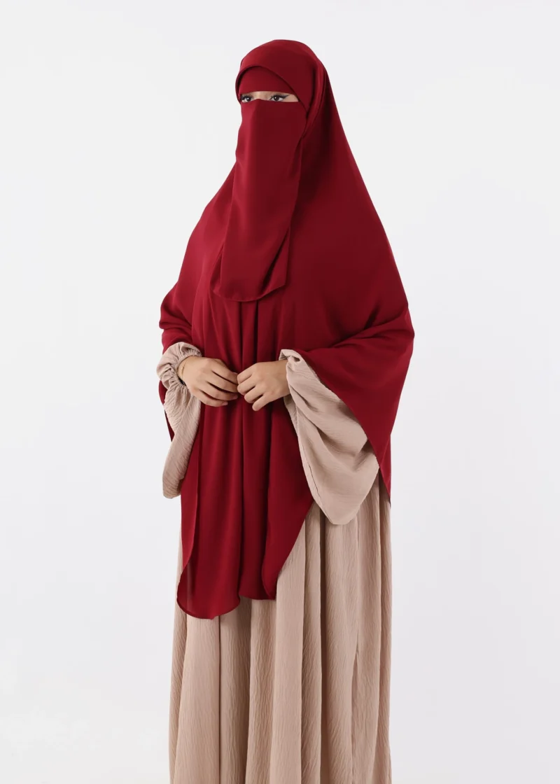Alternative view of Niqab Khimar Set Cap Full Coverage - Burgundy