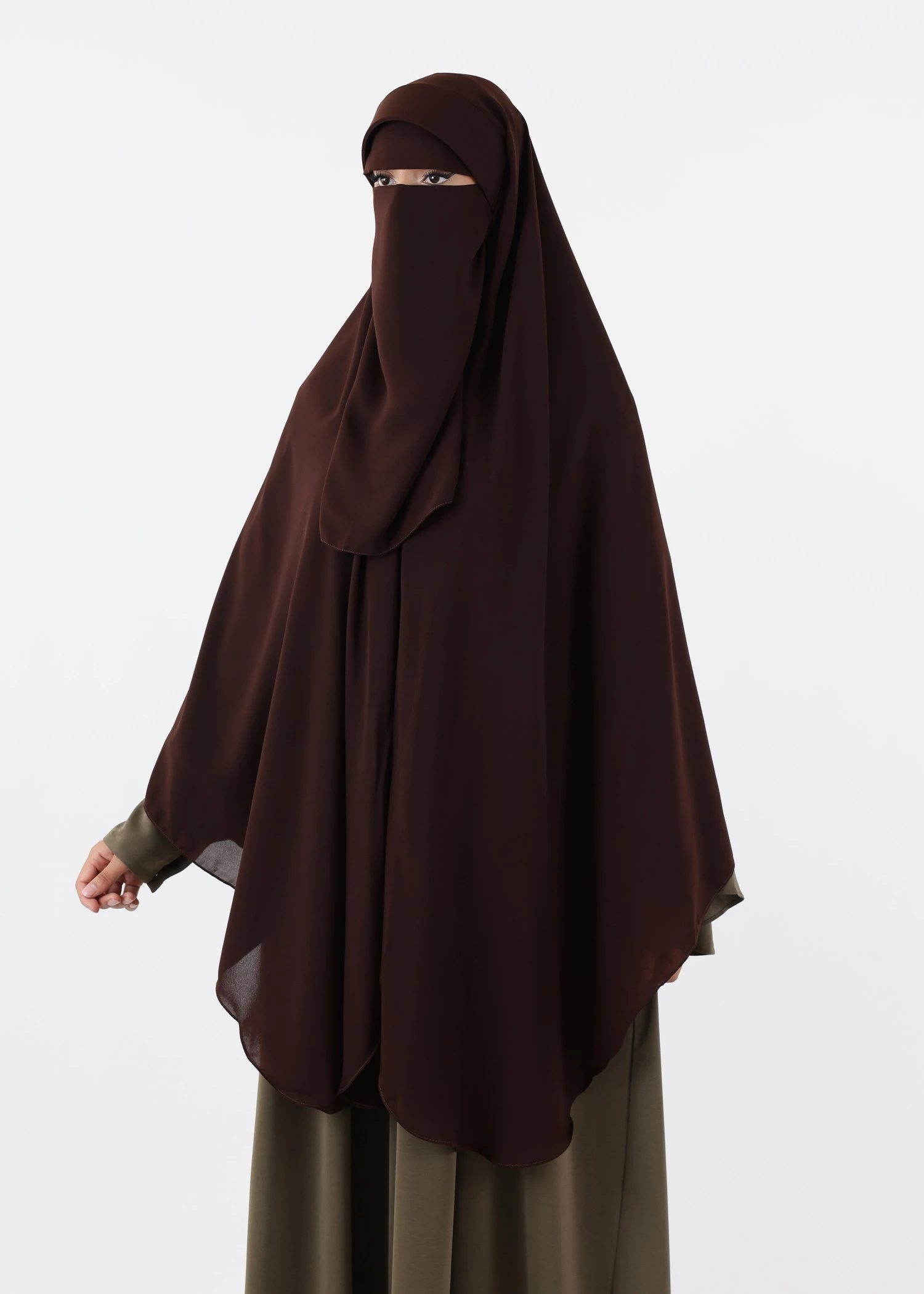 Niqab Khimar Set Cap Full Coverage - Coffee