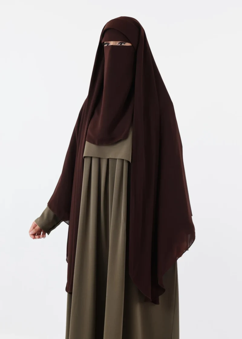 Niqab Khimar Set Cap Full Coverage - Coffee - Image 8