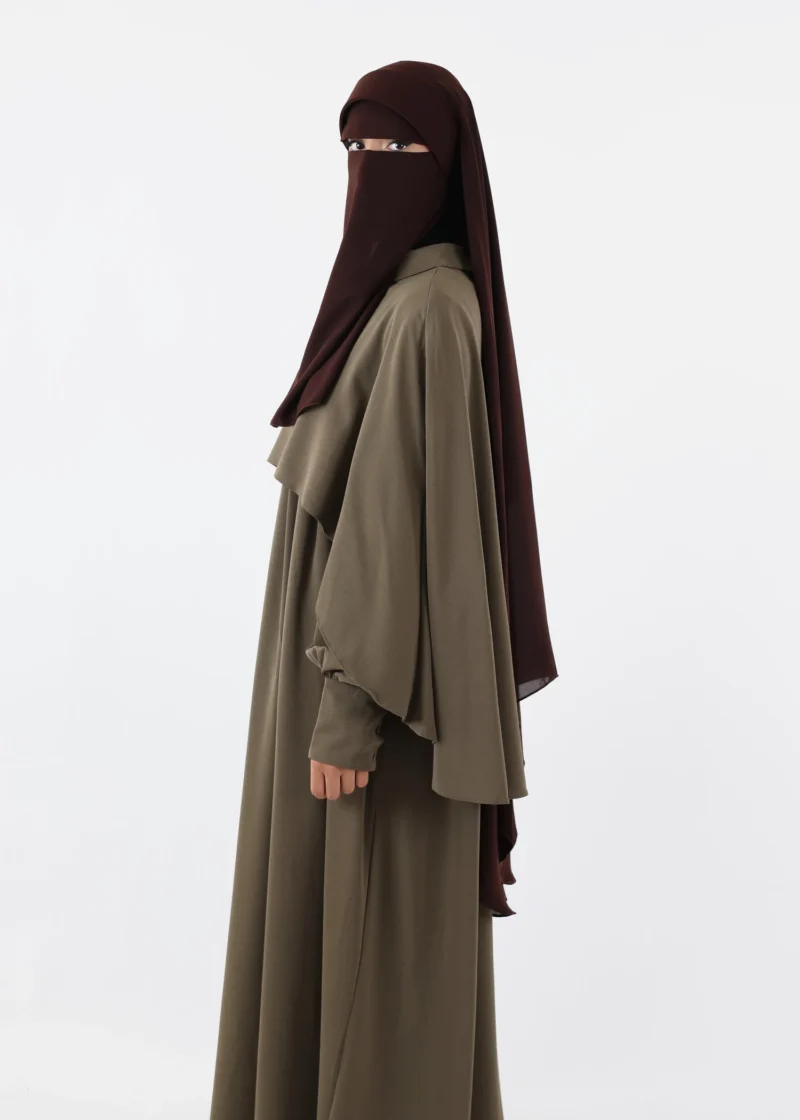 Niqab Khimar Set Cap Full Coverage - Coffee - Image 4
