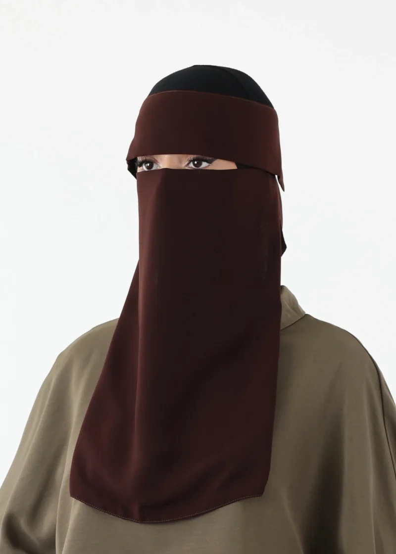 Niqab Khimar Set Cap Full Coverage - Coffee - Image 3