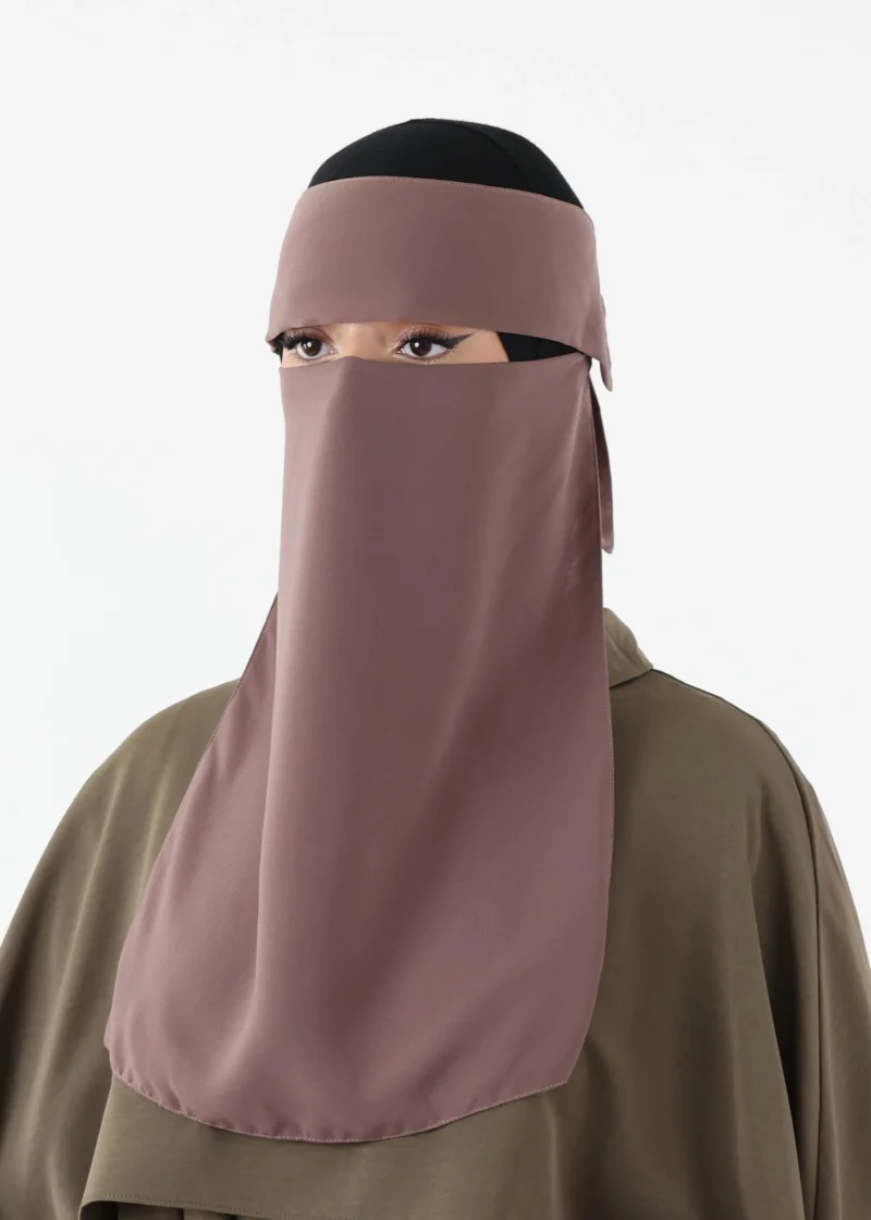 Niqab Khimar Set Cap Full Coverage - Dark Taupe - Image 9