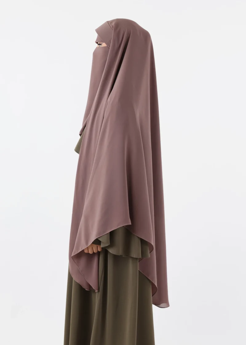 Niqab Khimar Set Cap Full Coverage - Dark Taupe - Image 7