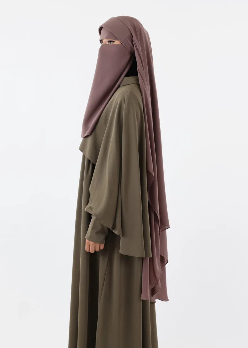 Niqab Khimar Set Cap Full Coverage - Dark Taupe - Image 6
