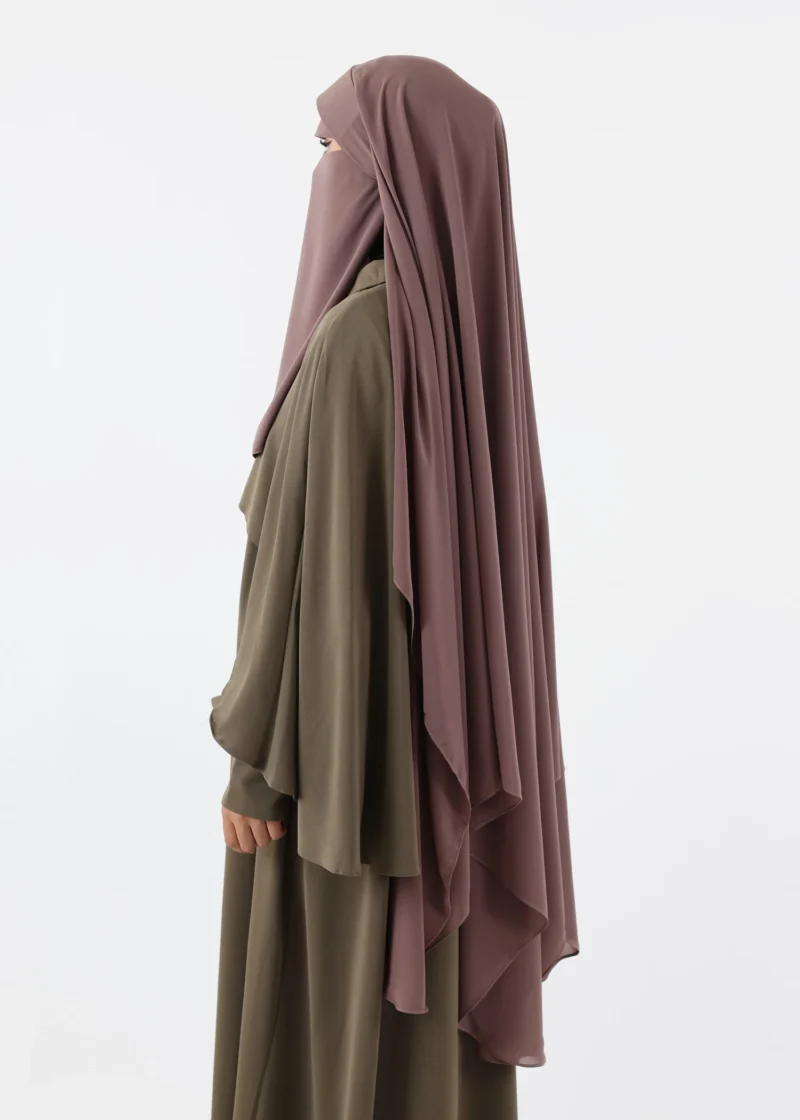 Niqab Khimar Set Cap Full Coverage - Dark Taupe - Image 5