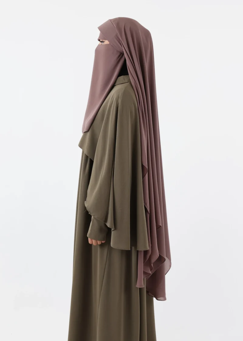 Niqab Khimar Set Cap Full Coverage - Dark Taupe - Image 4