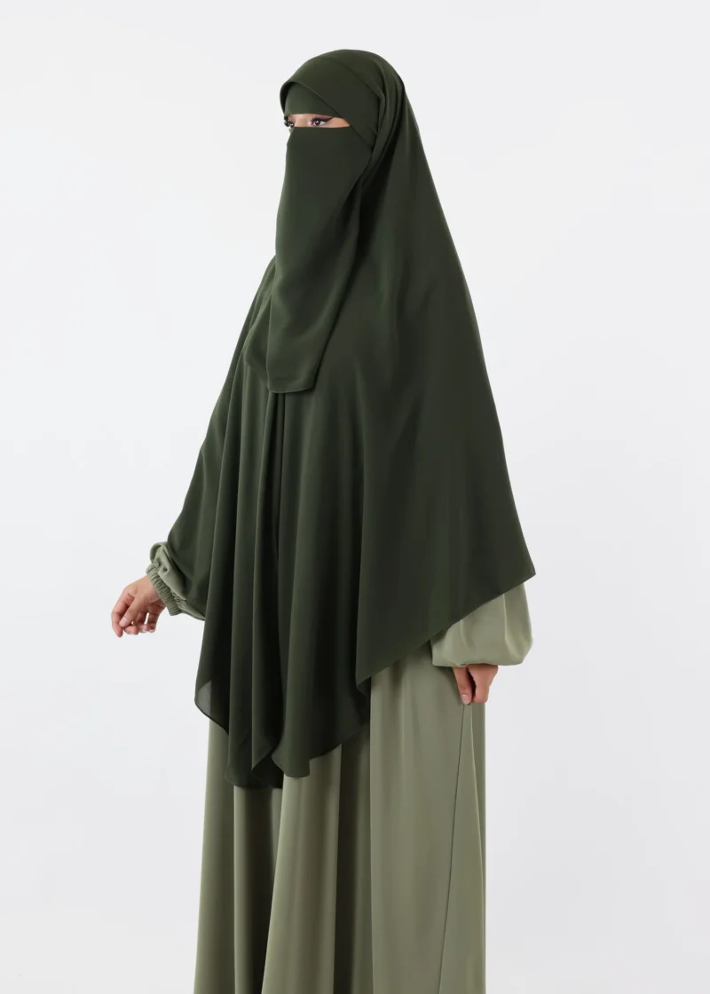 Niqab Khimar Set Cap Full Coverage - Khaki - Image 6