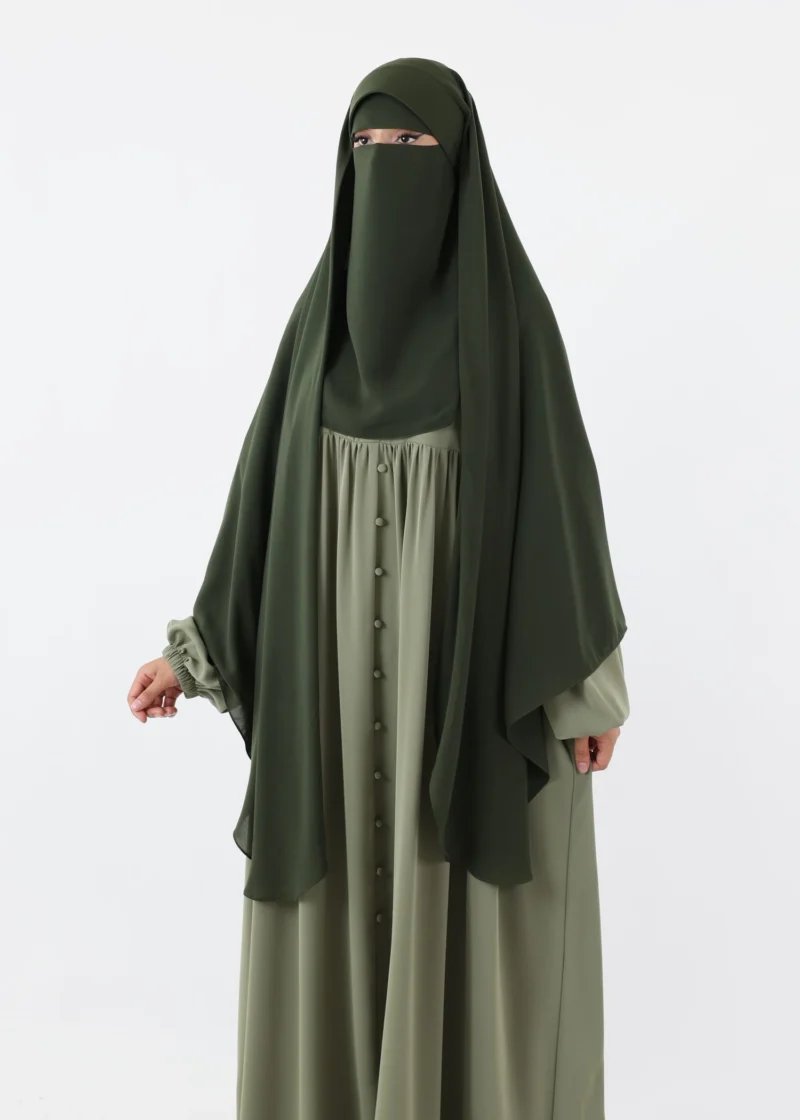 Niqab Khimar Set Cap Full Coverage - Khaki - Image 5