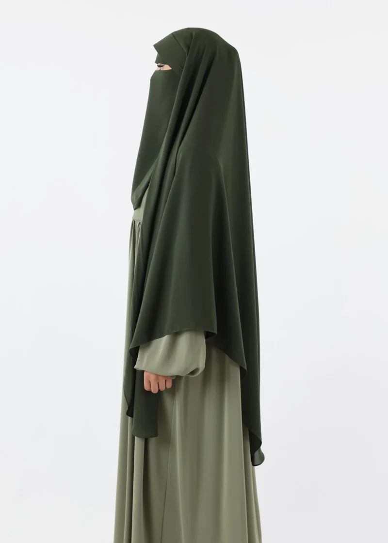 Niqab Khimar Set Cap Full Coverage - Khaki - Image 4
