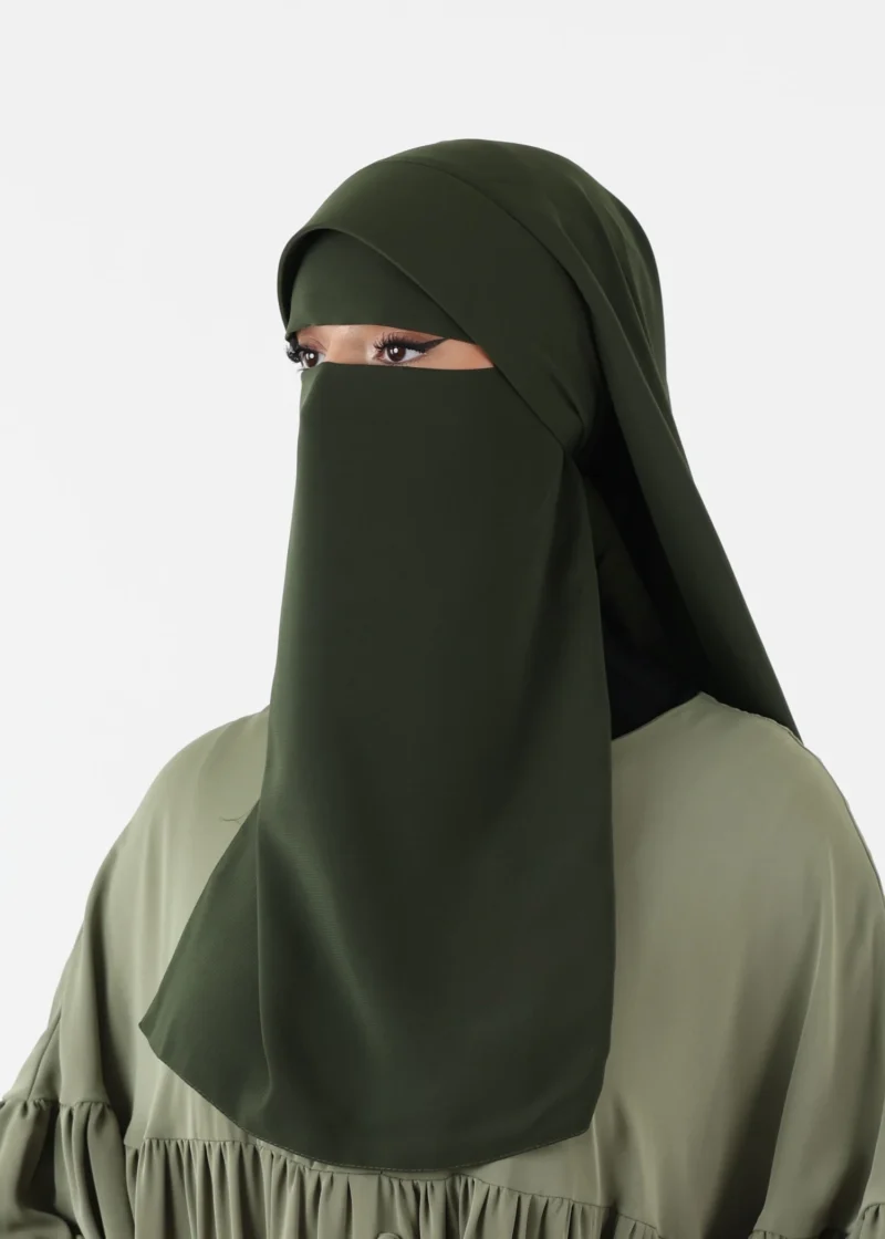 Niqab Khimar Set Cap Full Coverage - Khaki - Image 7