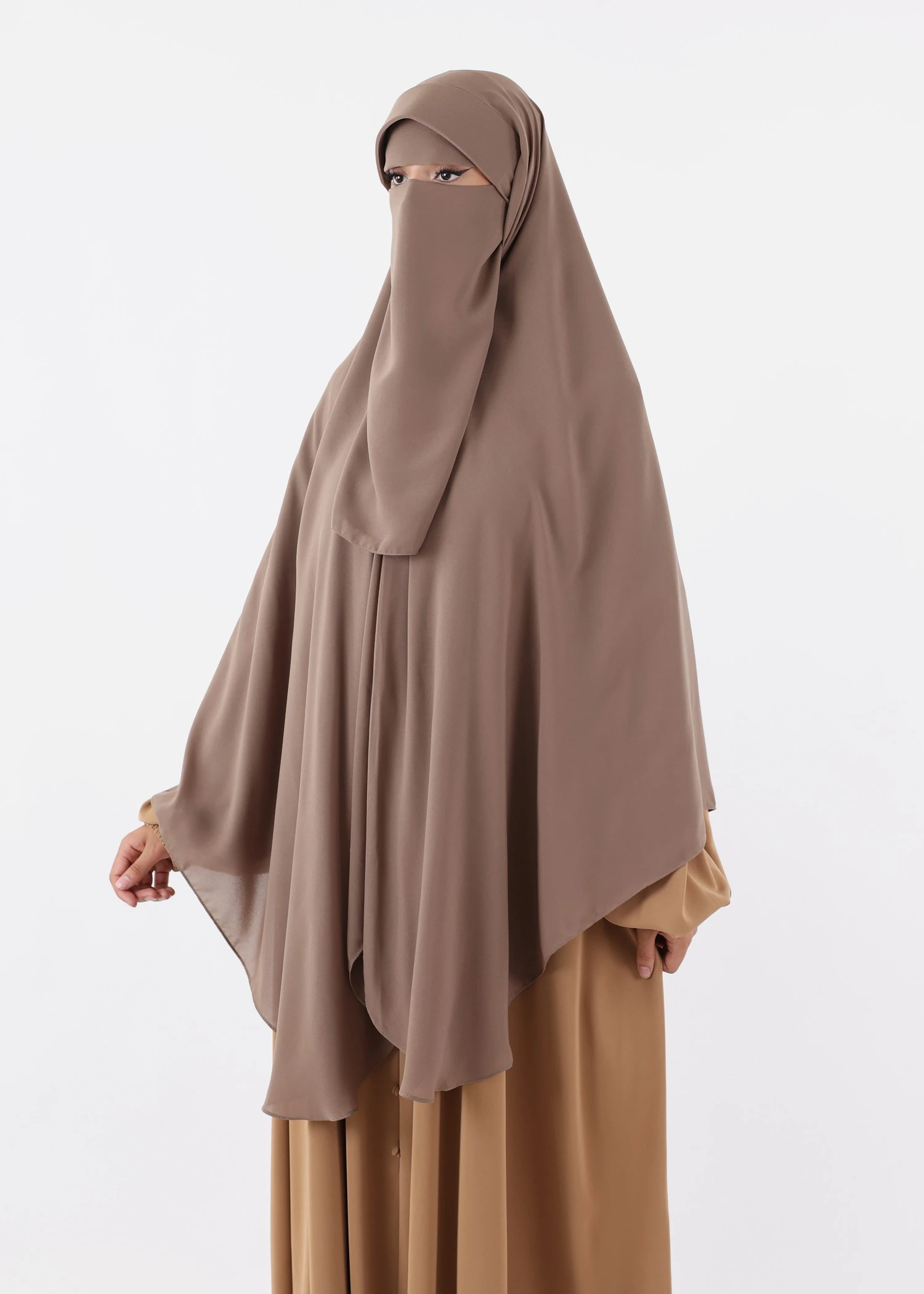Niqab Khimar Set Cap Full Coverage - Taupe