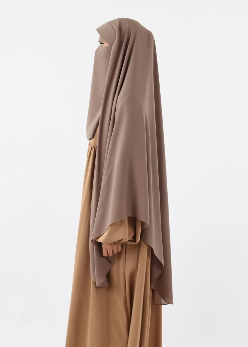 Niqab Khimar Set Cap Full Coverage - Taupe - Image 7