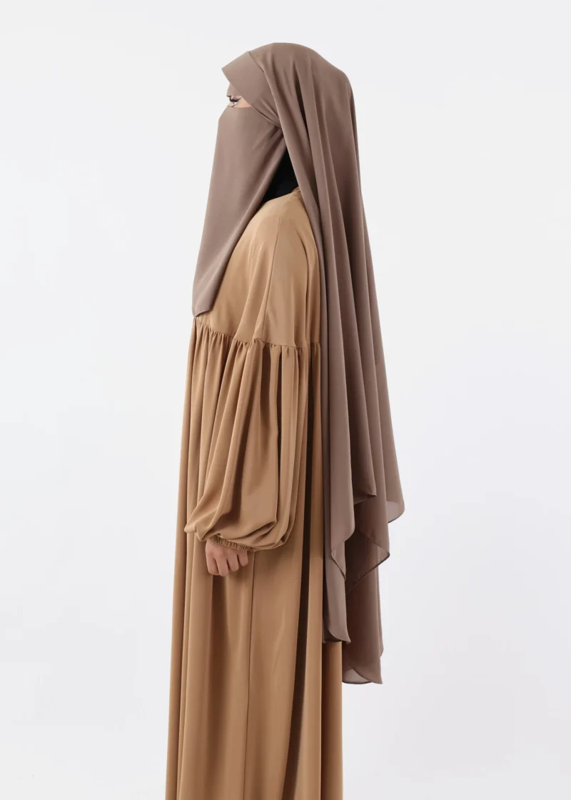 Niqab Khimar Set Cap Full Coverage - Taupe - Image 5