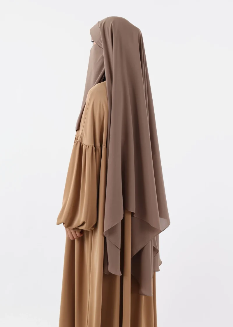 Niqab Khimar Set Cap Full Coverage - Taupe - Image 4