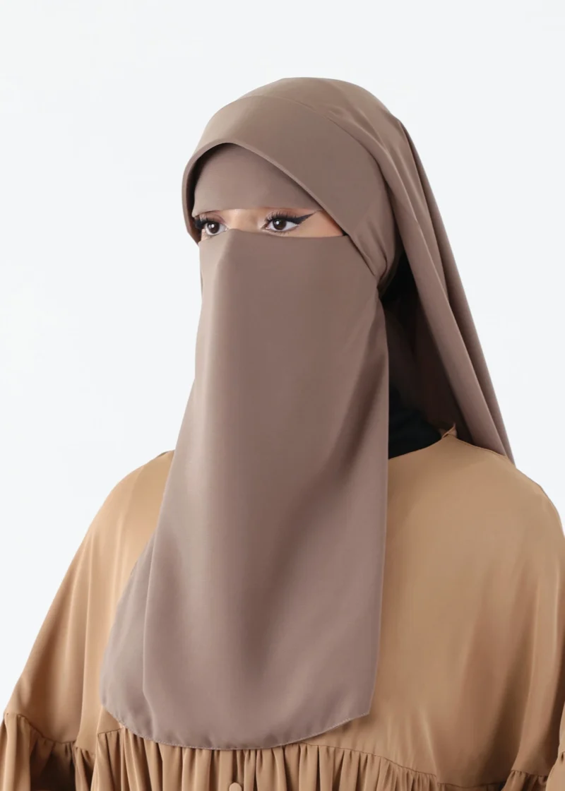 Niqab Khimar Set Cap Full Coverage - Taupe - Image 3