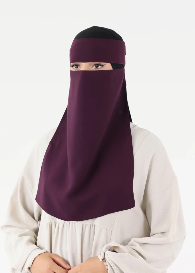 Full Niqab Easy Pull Down Dark Purple - Image 3