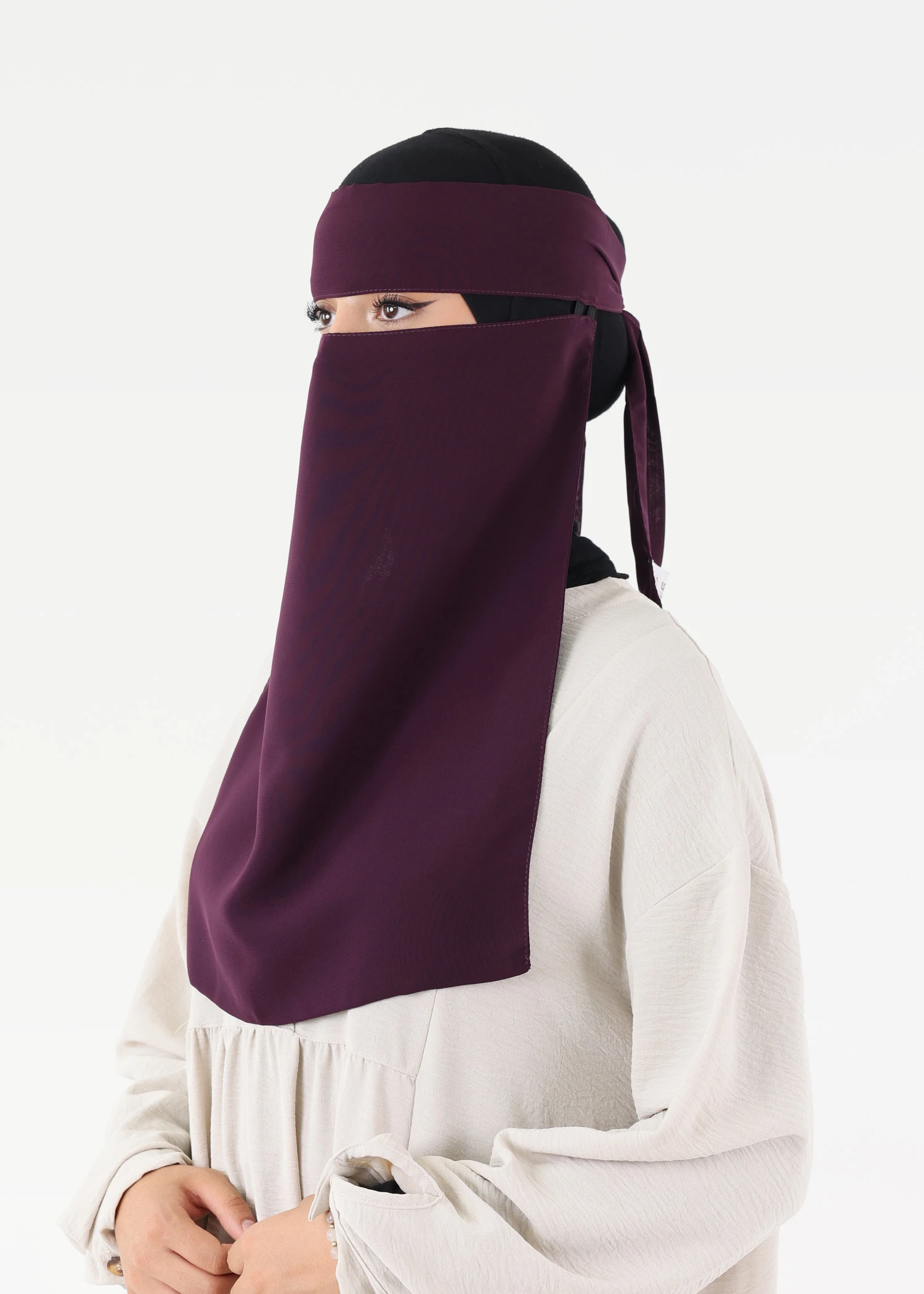 Full Niqab Easy Pull Down Dark Purple